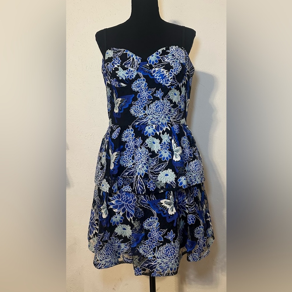 Dress the Population black and blue lace dress size XL - Picture 3 of 6